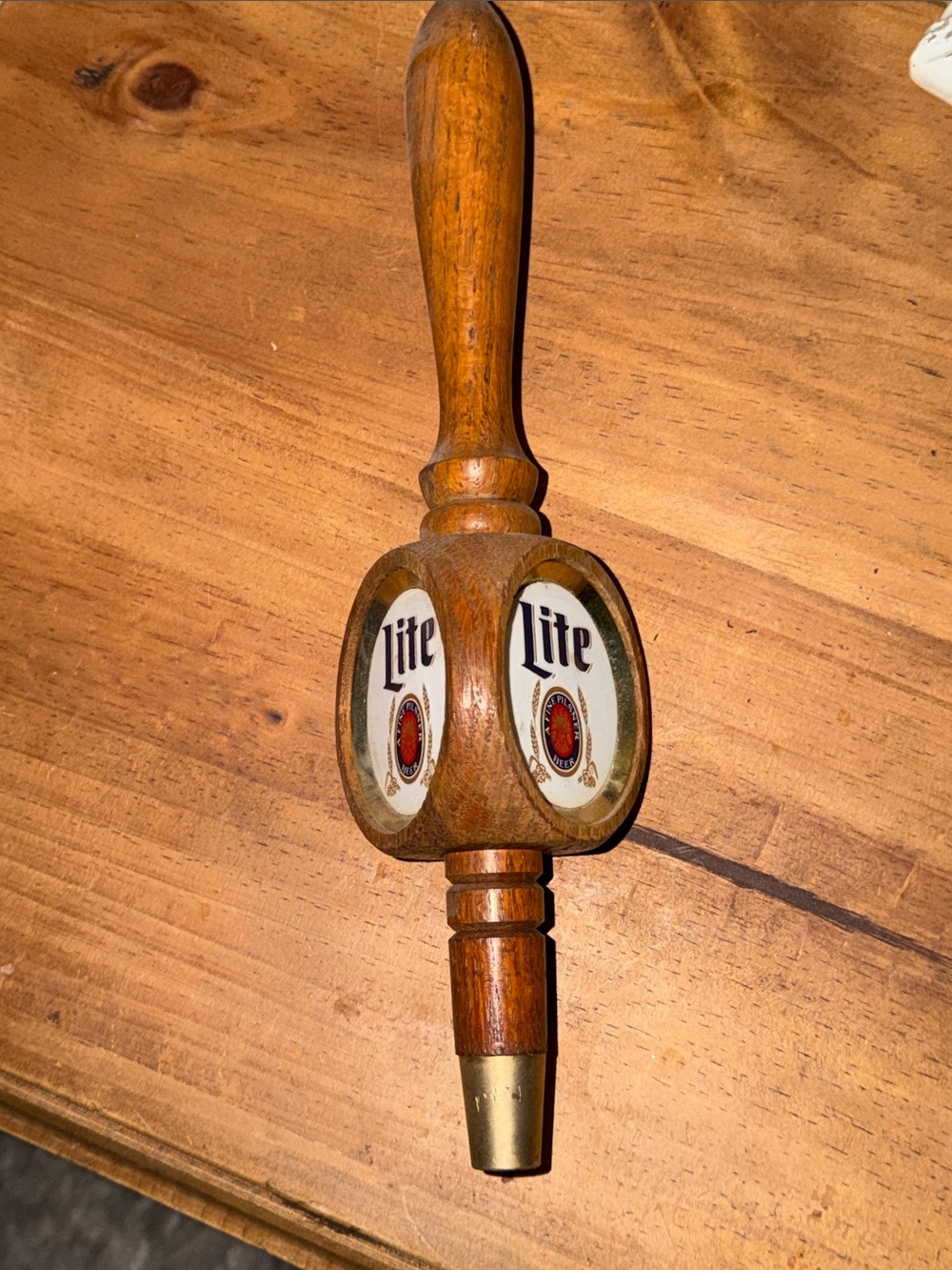 Miller Lite Wooden Tap Handle - White & Brown
